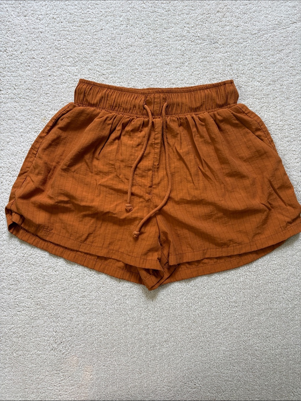 Women’s Rust Orange Drawstring Shorts with Back Pockets